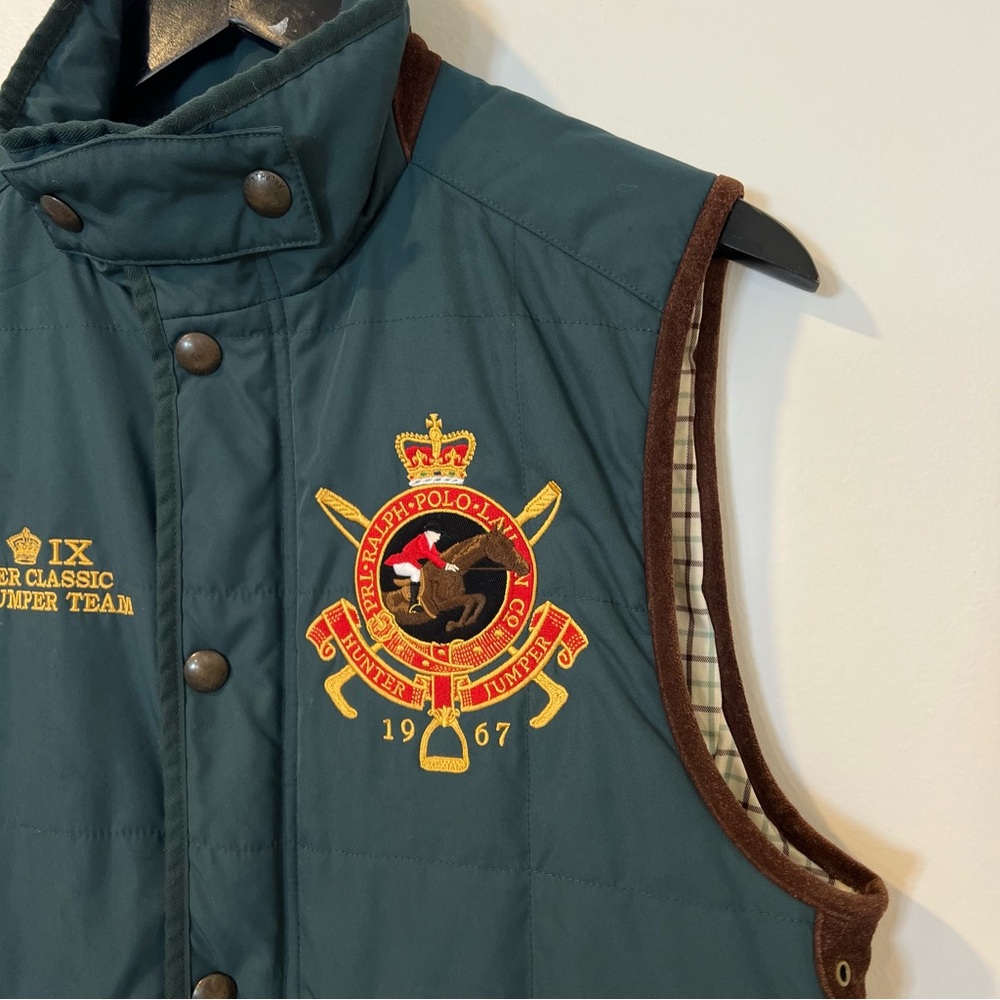 Vintage Polo Ralph Lauren Bleecker Vest Men’s Small Green Hunter Jumper Logo - Picture 2 of 16